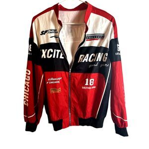 Soly Hux Bomber jacket long sleeve zip up  Racing Jacket‎ black  Y2K Vintage